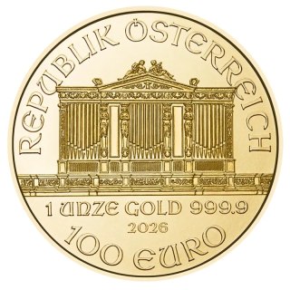 Złota moneta Wiedeński Filharmonik 1 uncja — 2026
